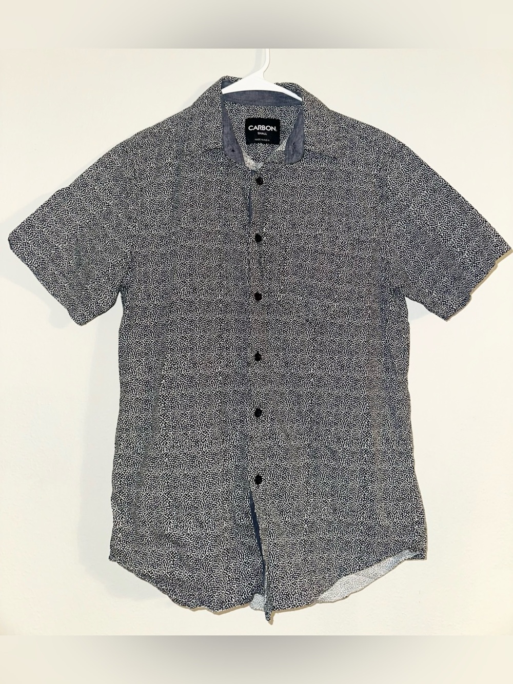 Carbon Black White Patterned Men's Shirt
